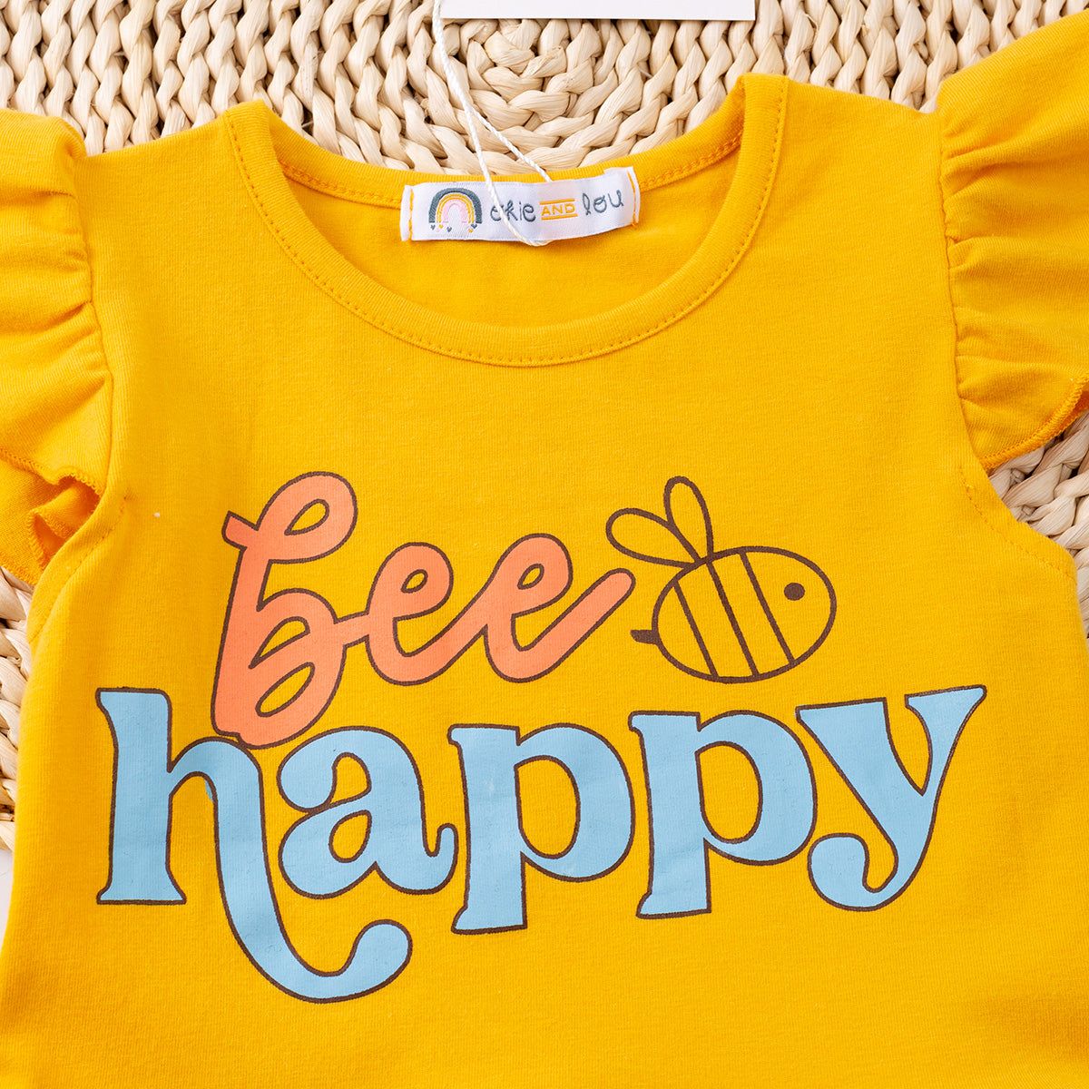 Bee Happy 2 Piece Outfit for toddlers with cheerful bee-themed graphics.