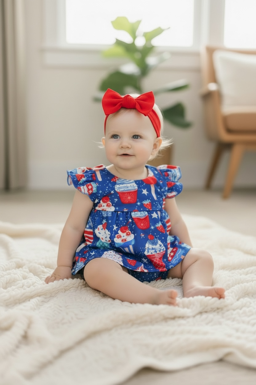 Cupcake Patriotic Romper