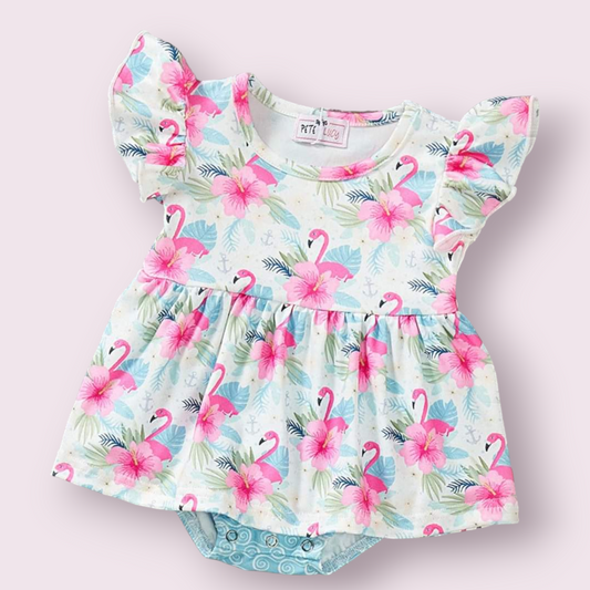 Pink Plumes & Blooms Romper