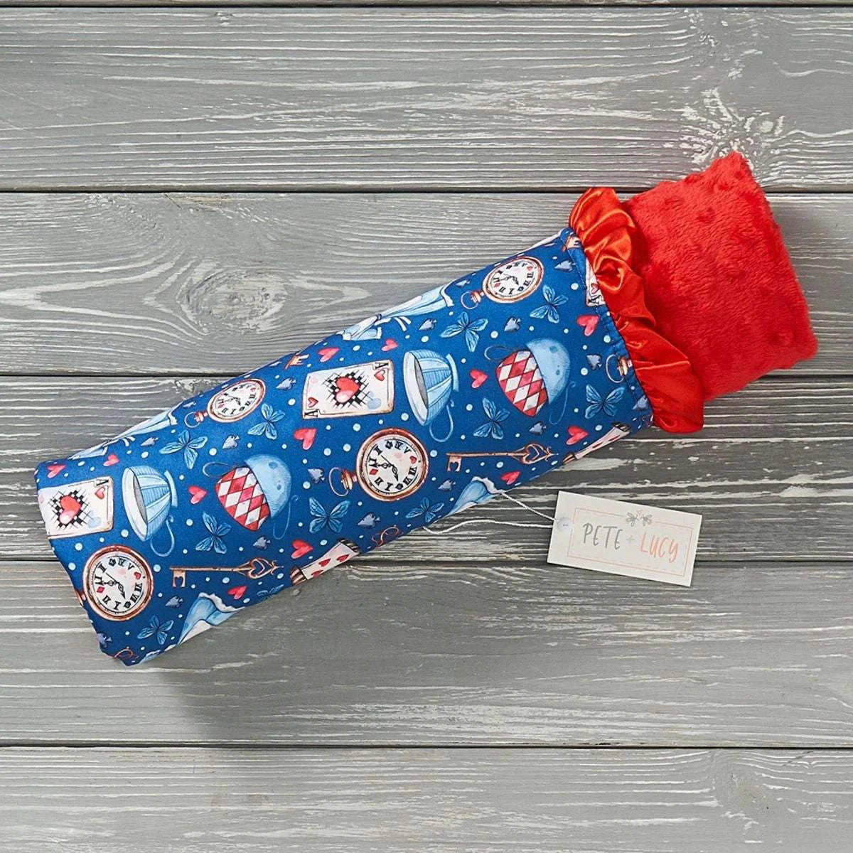 Soft Minky Blanket with Alice in Wonderland design and ruffles, 31x31 inches