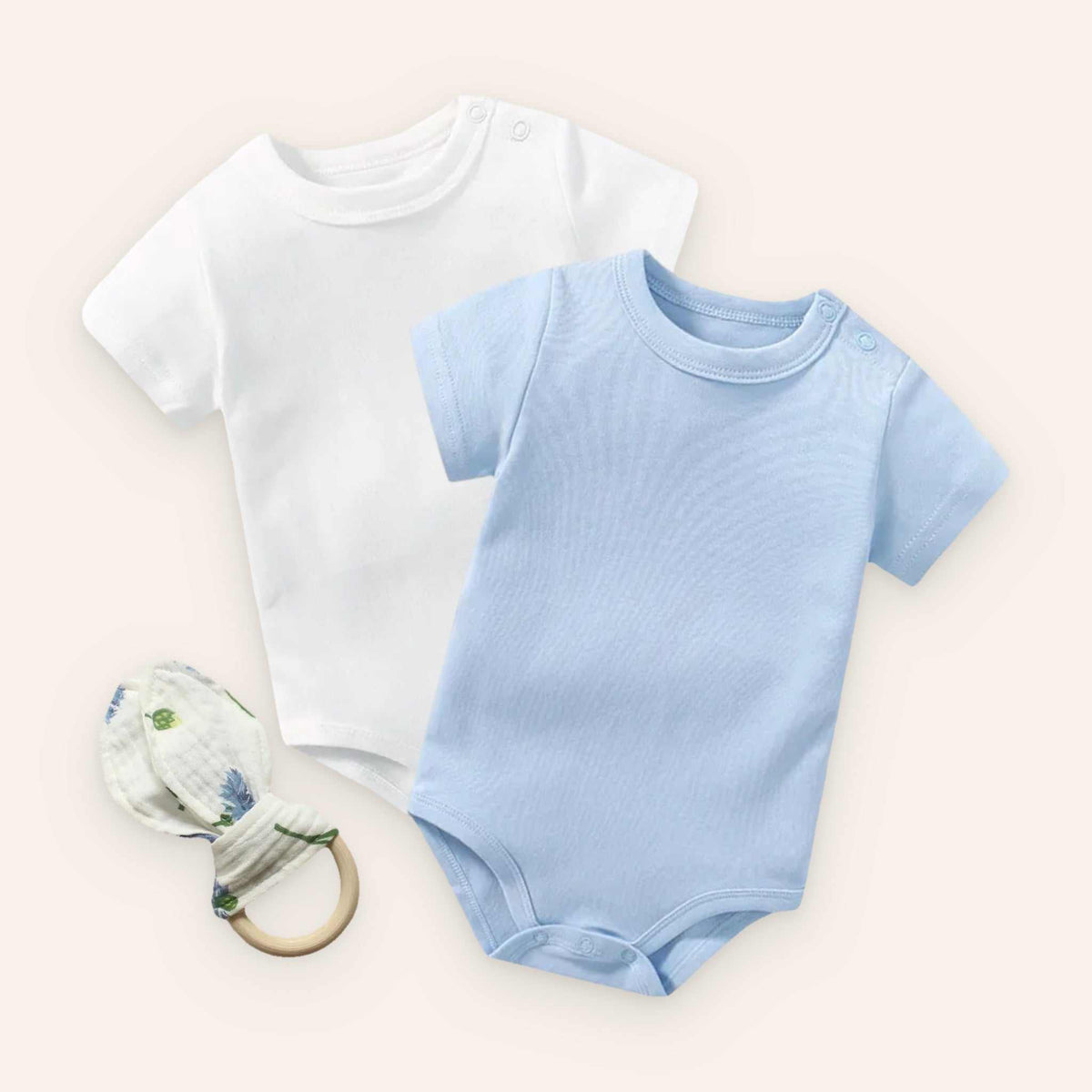 Baby Bodysuit Set With Teether - Blue for baby boy (view 4)