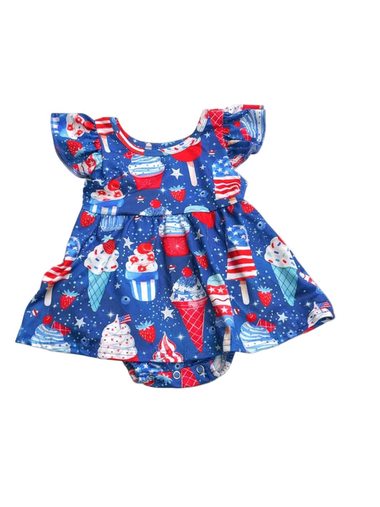 Cupcake Patriotic Romper