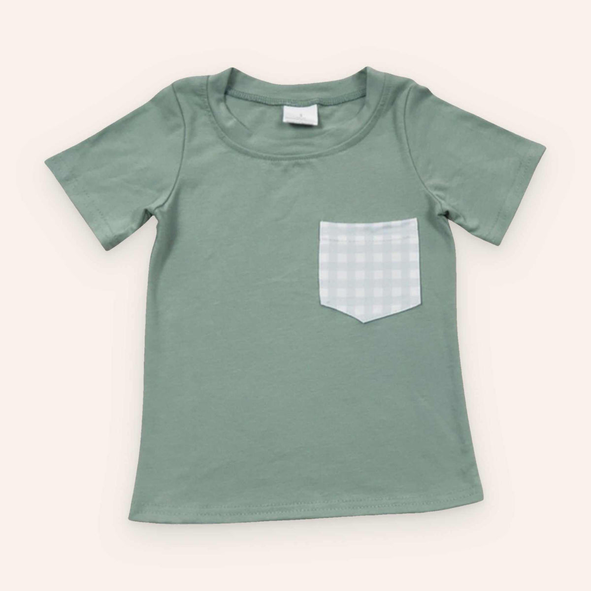 Green plaid shorts set made of 95% cotton and 5% spandex, true to size, with hand wash care instructions