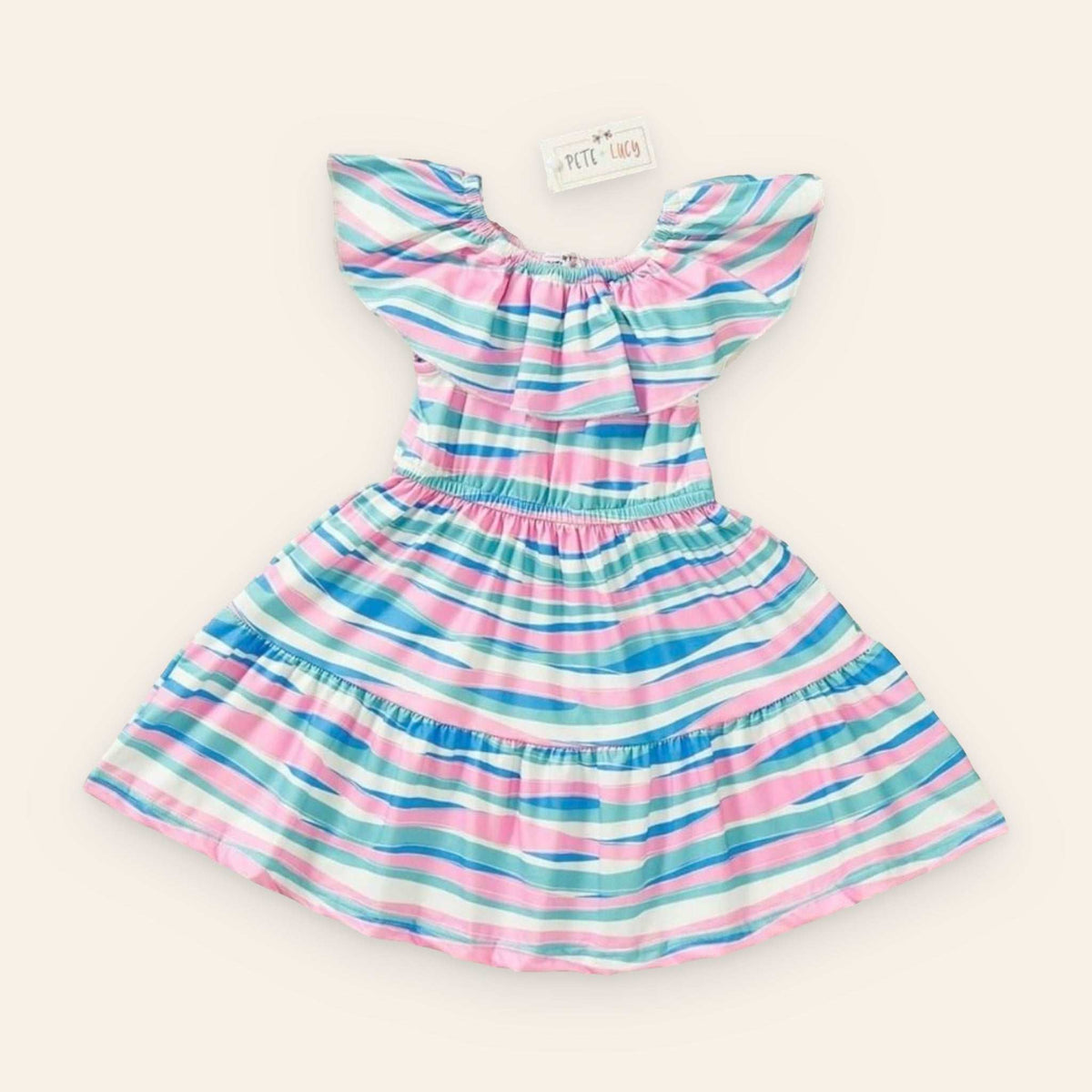 Ocean Breeze Dress boat neckline A-line cut P-Lush fabric stylish fit