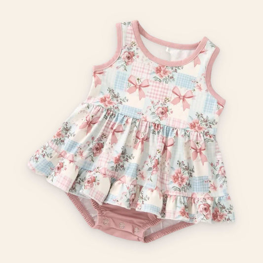 Patchwork Dreams Romper for baby girl