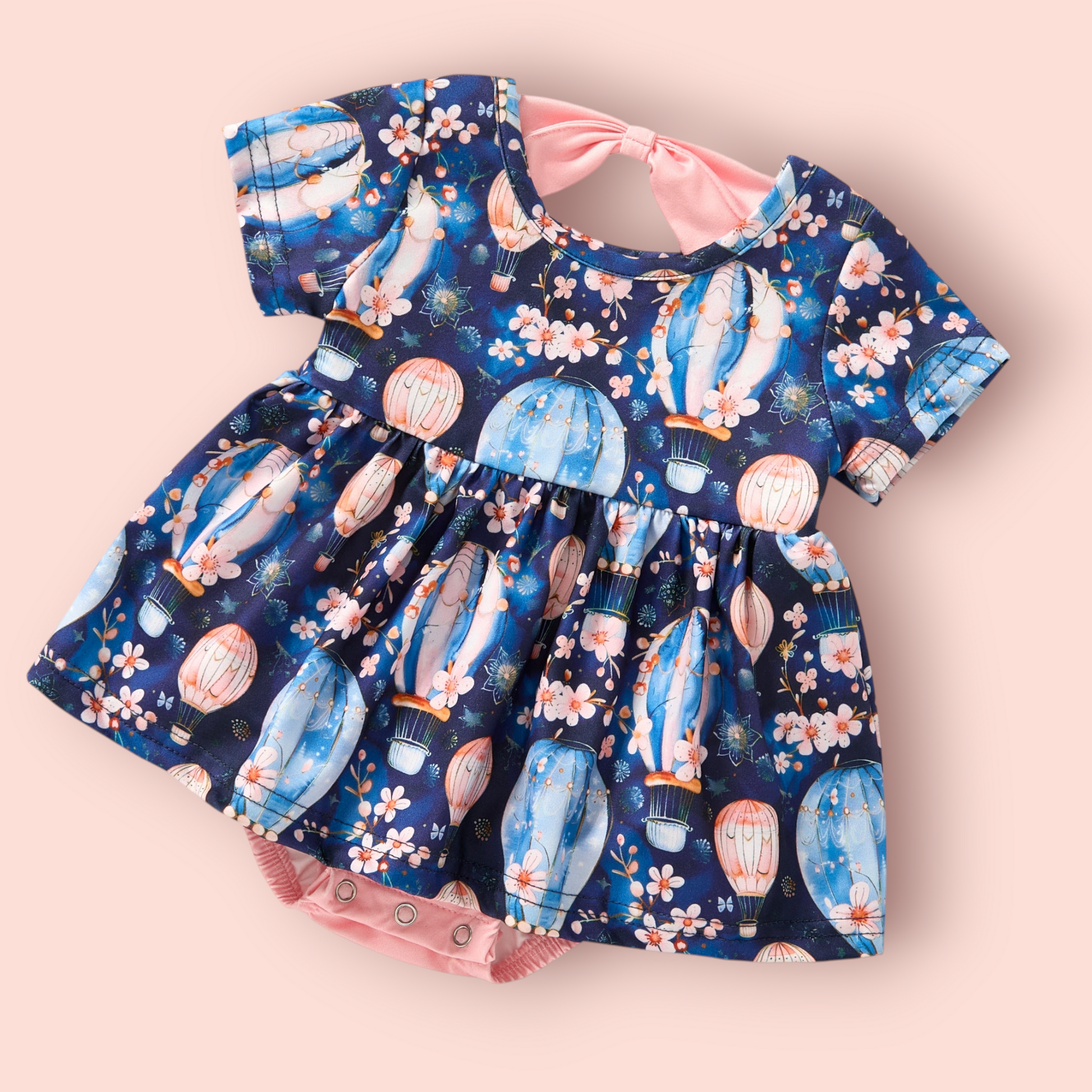 Floral Flight Romper made of polyester spandex blend with machine wash care instructions