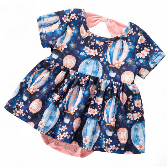 Floral Flight Romper made of polyester spandex blend with floral pattern