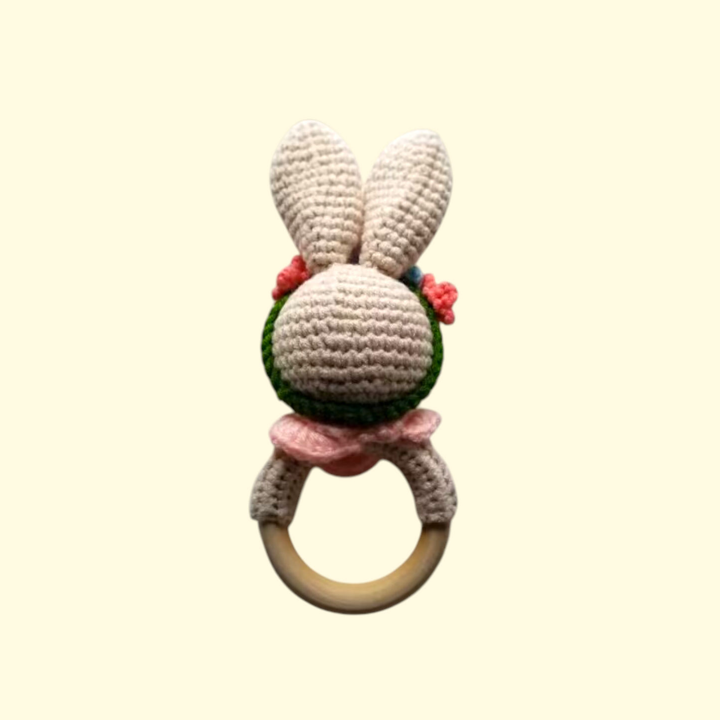 Crochet Floral Bunny Rattle/Teether