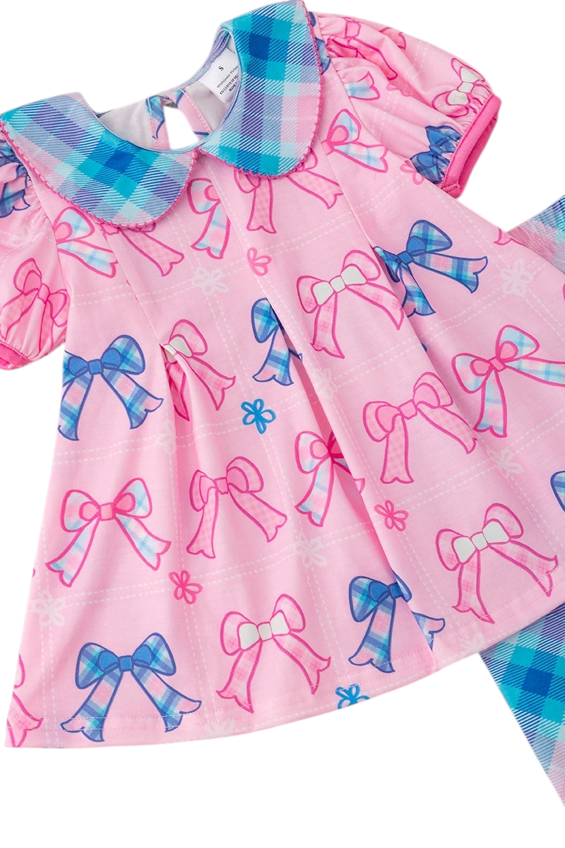 Coquette Bow Tunic & Plaid Legging Set